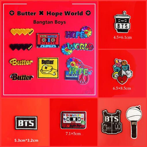 bangtan theme iron/sew patch (code: 10)